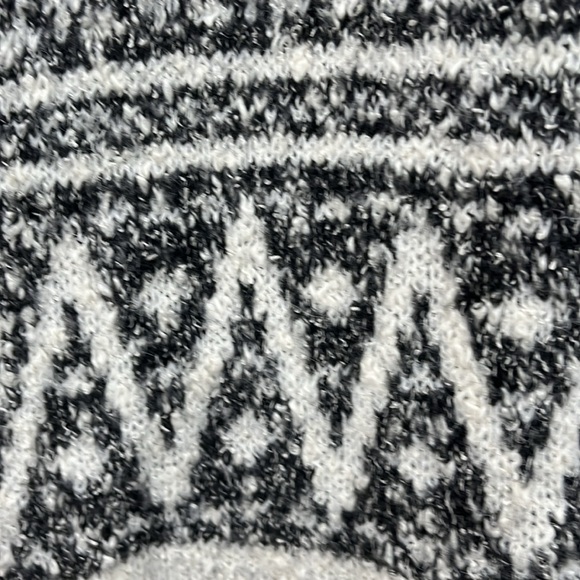 Joie Intarsia Long Wool Blend Open Cardigan in Grey Cream Oversized XS - Picture 4 of 9